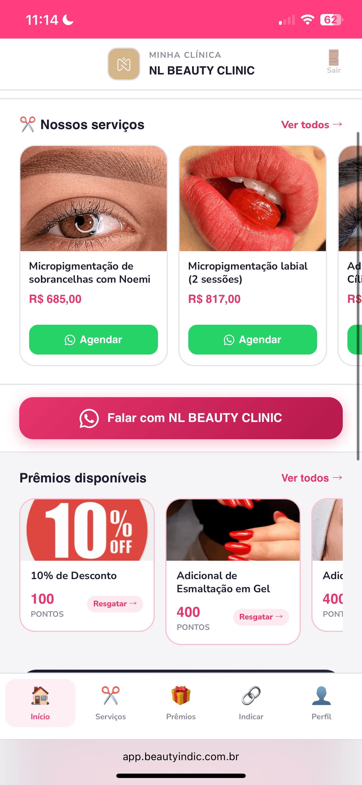 Portal público da clínica como um site profissional